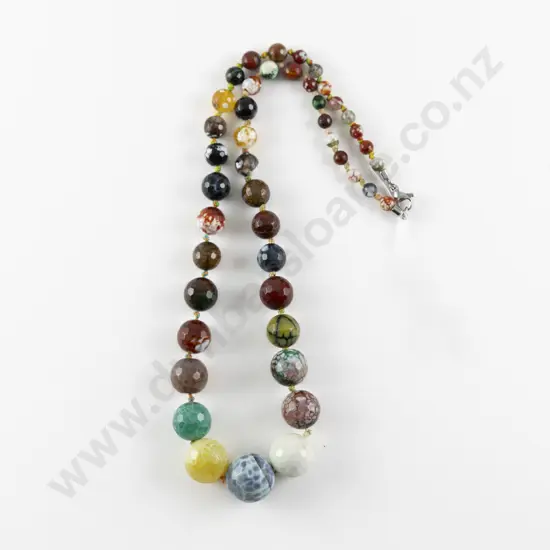 Single Strand Graduated Mixed Agate Bead Necklace