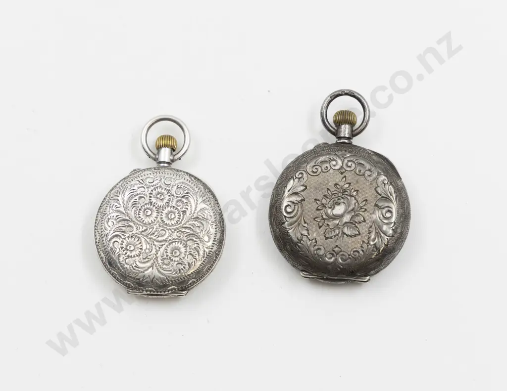 Two .935 .935 Hunter Cased Small Pocket Watches Image 1++