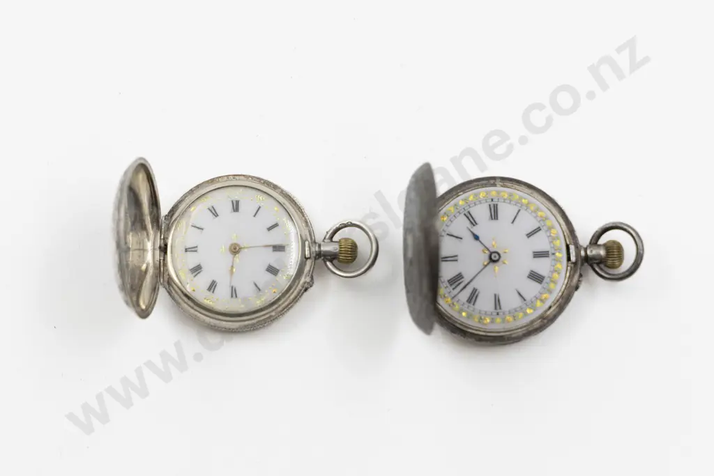 Two .935 .935 Hunter Cased Small Pocket Watches Image 1++