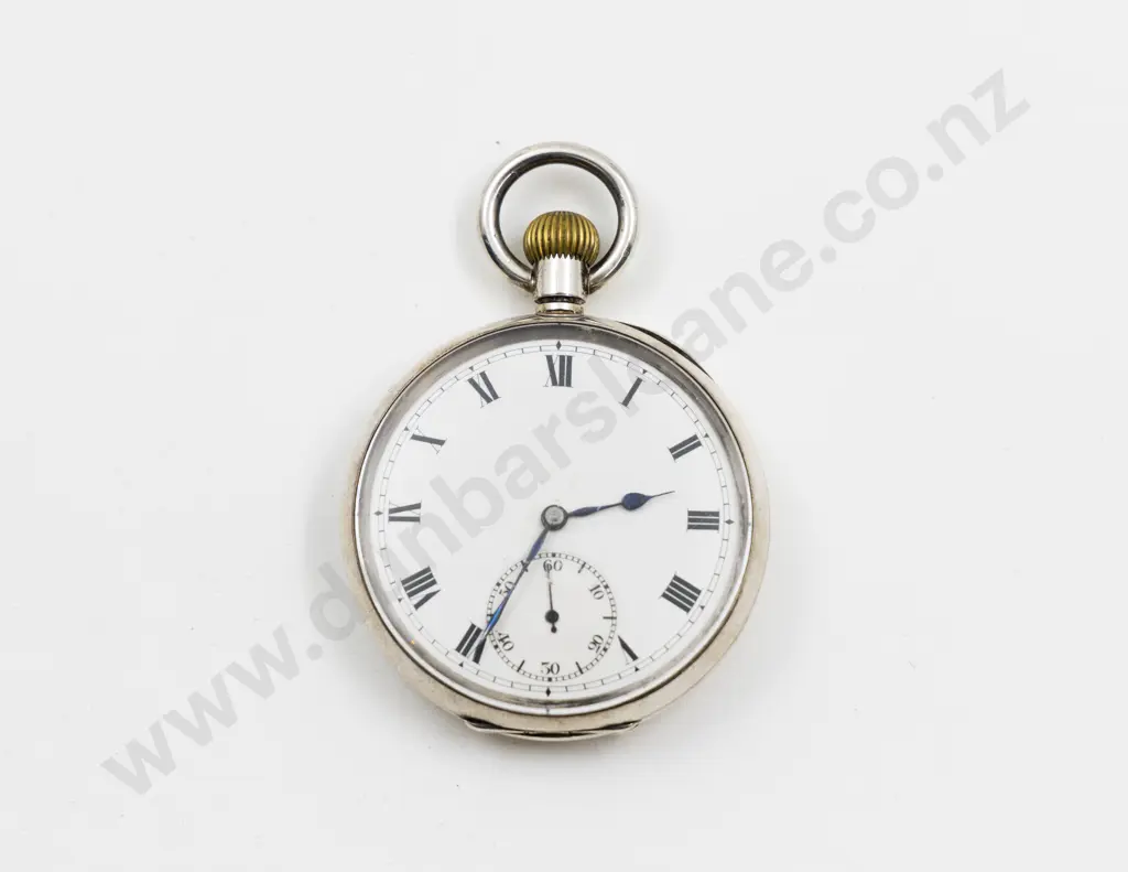 .925 Silver Open Face Lever Wind Pocket Watch Image 1++