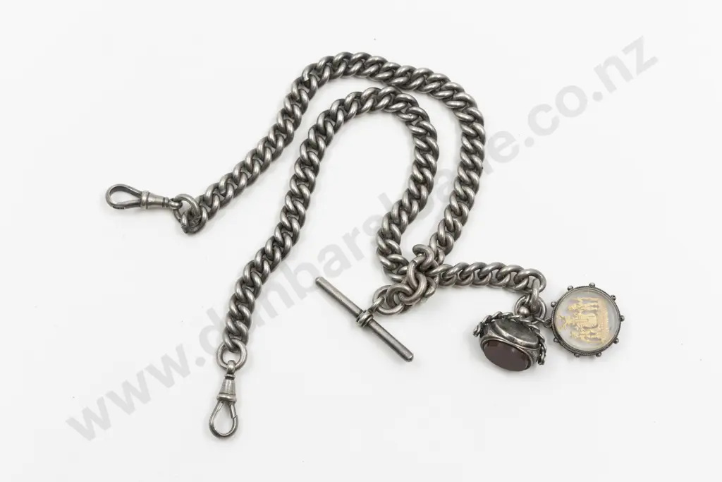 Heavy Victorian S/S Uniform Curb Link Albert Chain Image 1++