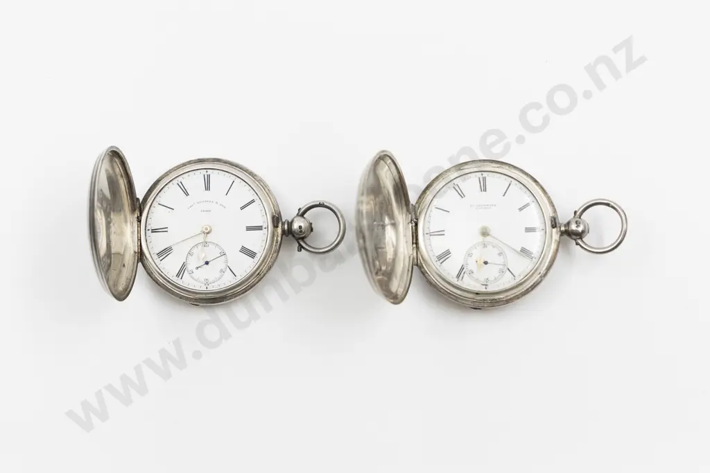 Two S/S Hunter Cased Key Wind Pocket Watches Image 1++
