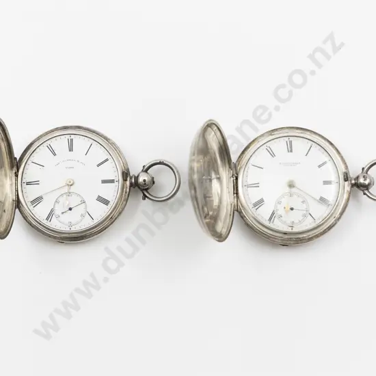 Two S/S Hunter Cased Key Wind Pocket Watches
