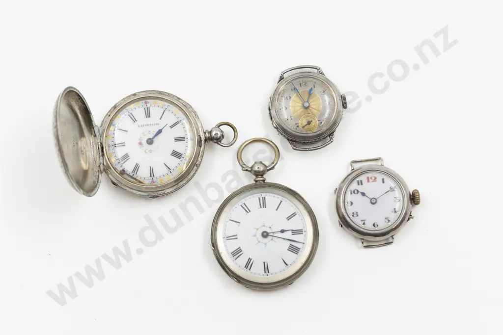 Early C20th.935 and .800 Silver Open Face Small Pocket Watches Image 1++