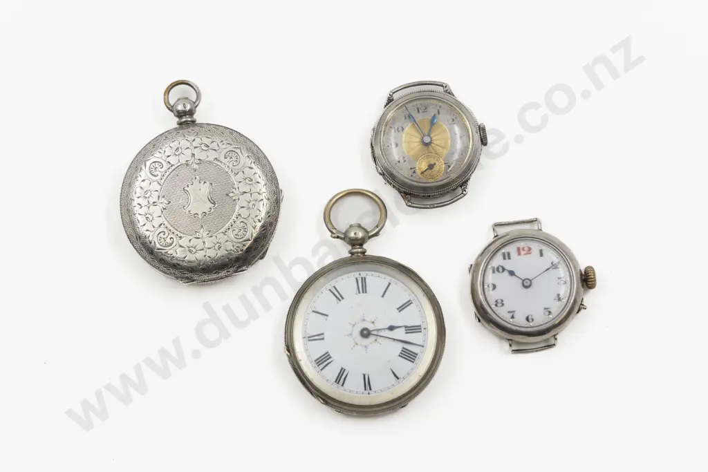Early C20th.935 and .800 Silver Open Face Small Pocket Watches Image 1++