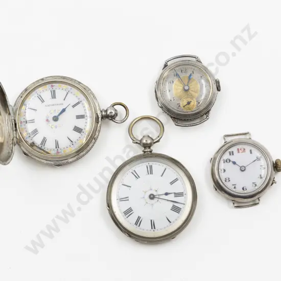 Early C20th.935 and .800 Silver Open Face Small Pocket Watches