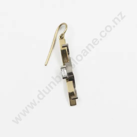 18ct Yellow and White Gold Single Odd Earring