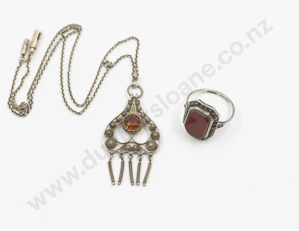 Silver Filigree Single Citrine Pendant Image 1++