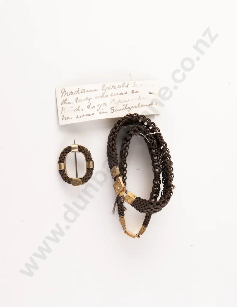 Pair Vict Hair Plait Bracelets and Brooch Image 1++