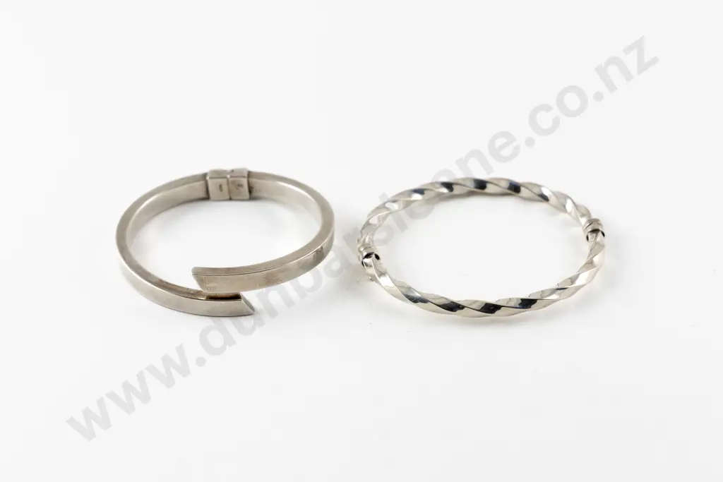Two .925 Silver Fancy Bangles Image 1++