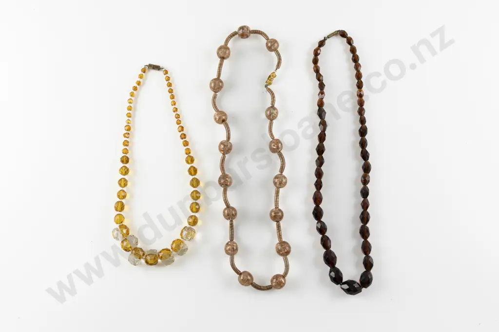 Two 1930's Glass Bead Necklaces Image 1++