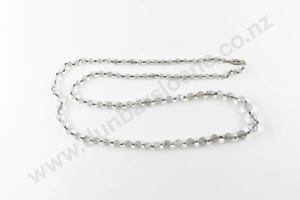 Edwardian Single Strand Graduated Metal Linked Crystal Bead Necklace Image 1++