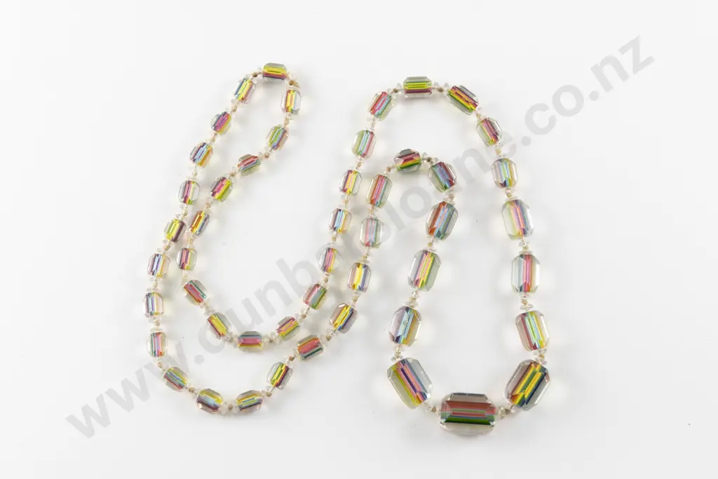 Edwardian Single Strand Graduated Rainbow Crystal Bead Necklace Image 1++