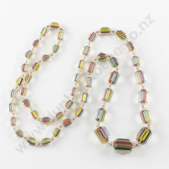 Edwardian Single Strand Graduated Rainbow Crystal Bead Necklace