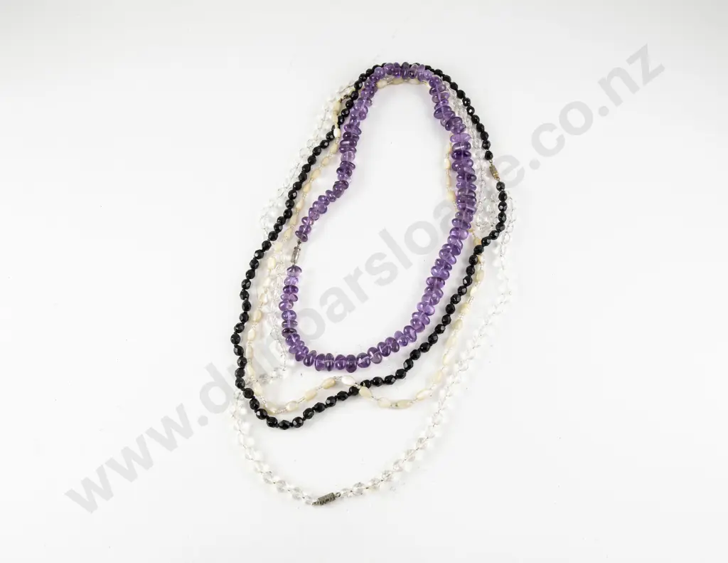 Single Strand Graduated Polished Nugget Amethyst Bead Necklace Image 1++