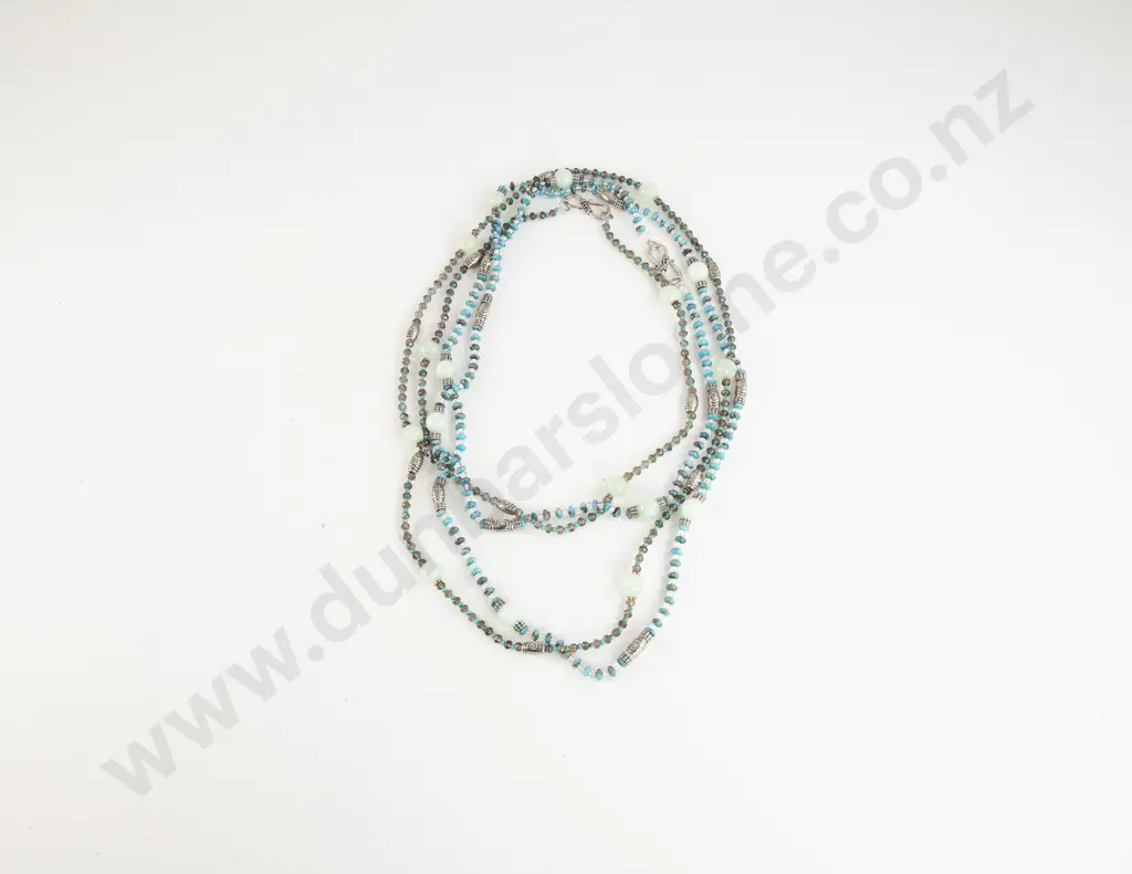 Two S/S Mixed Bead Turquoise and Quartz Necklaces Image 1++
