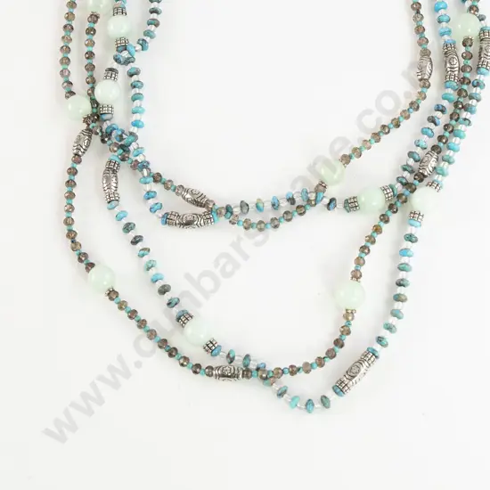 Two S/S Mixed Bead Turquoise and Quartz Necklaces