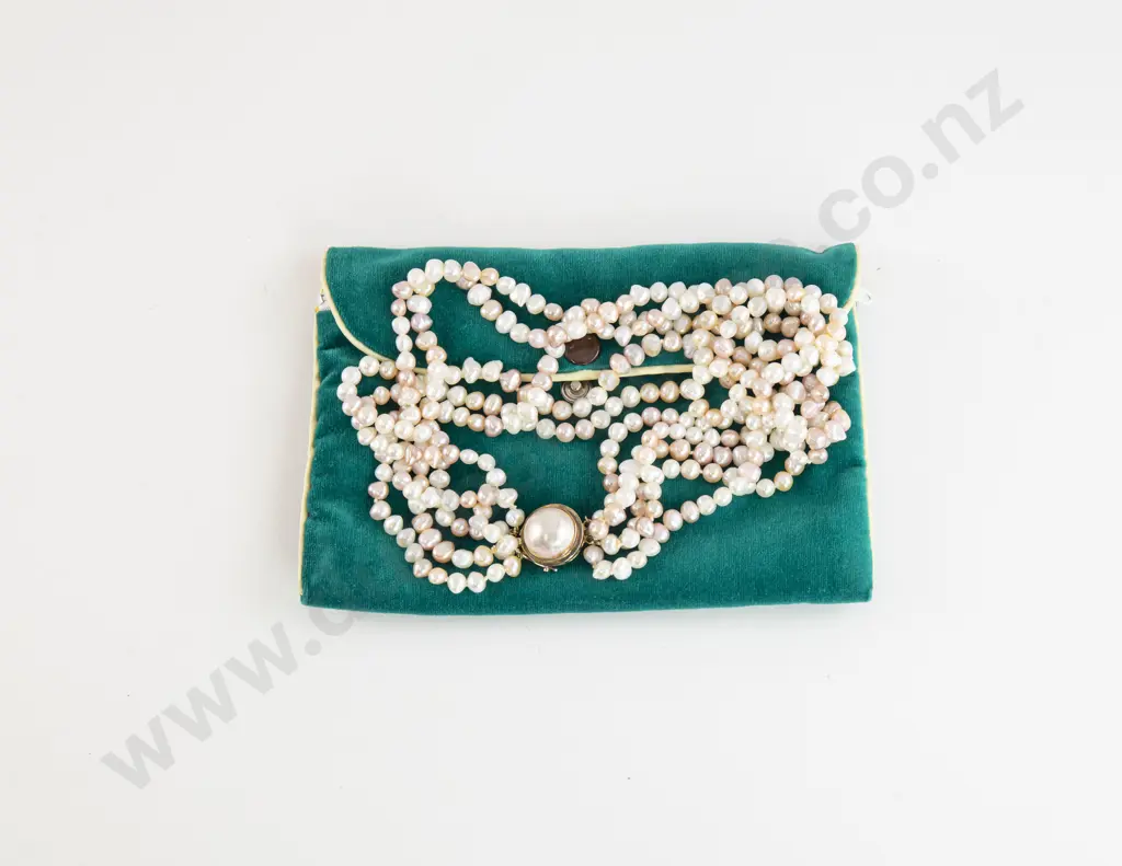 Five Strand Natural Mixed Colour Fresh Water Pearl Necklace Image 1++