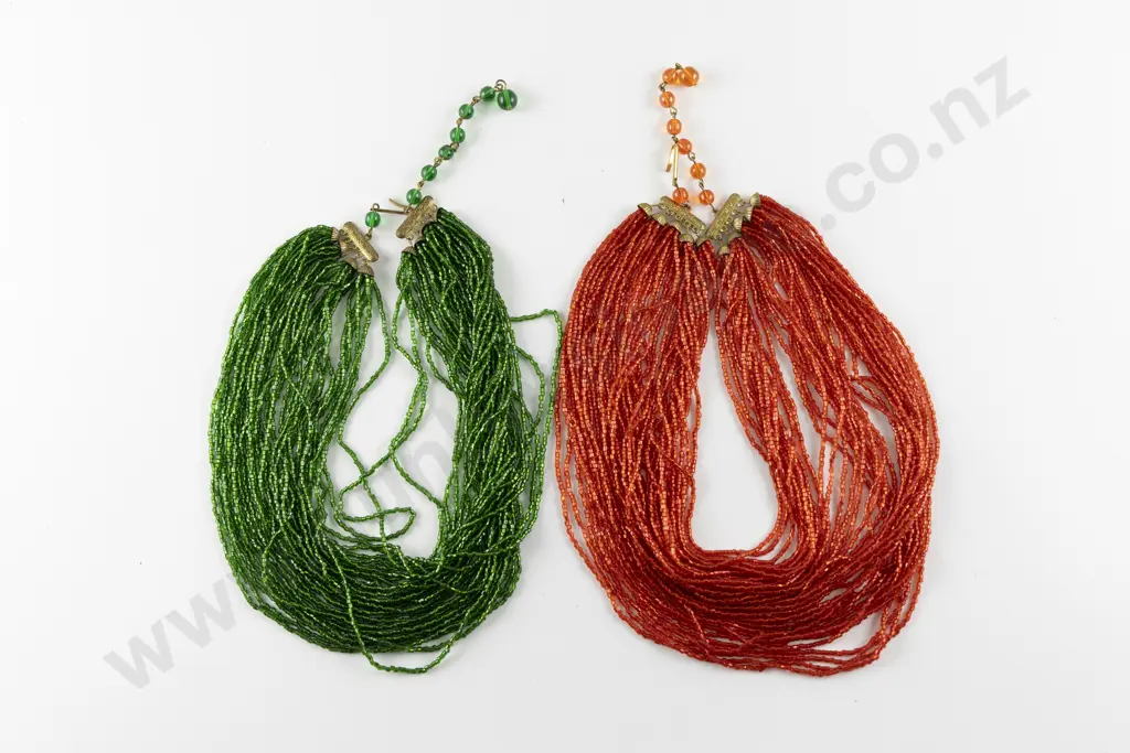 Two C1950's Graduating Multi-Strand Seed Bead Necklaces Image 1++