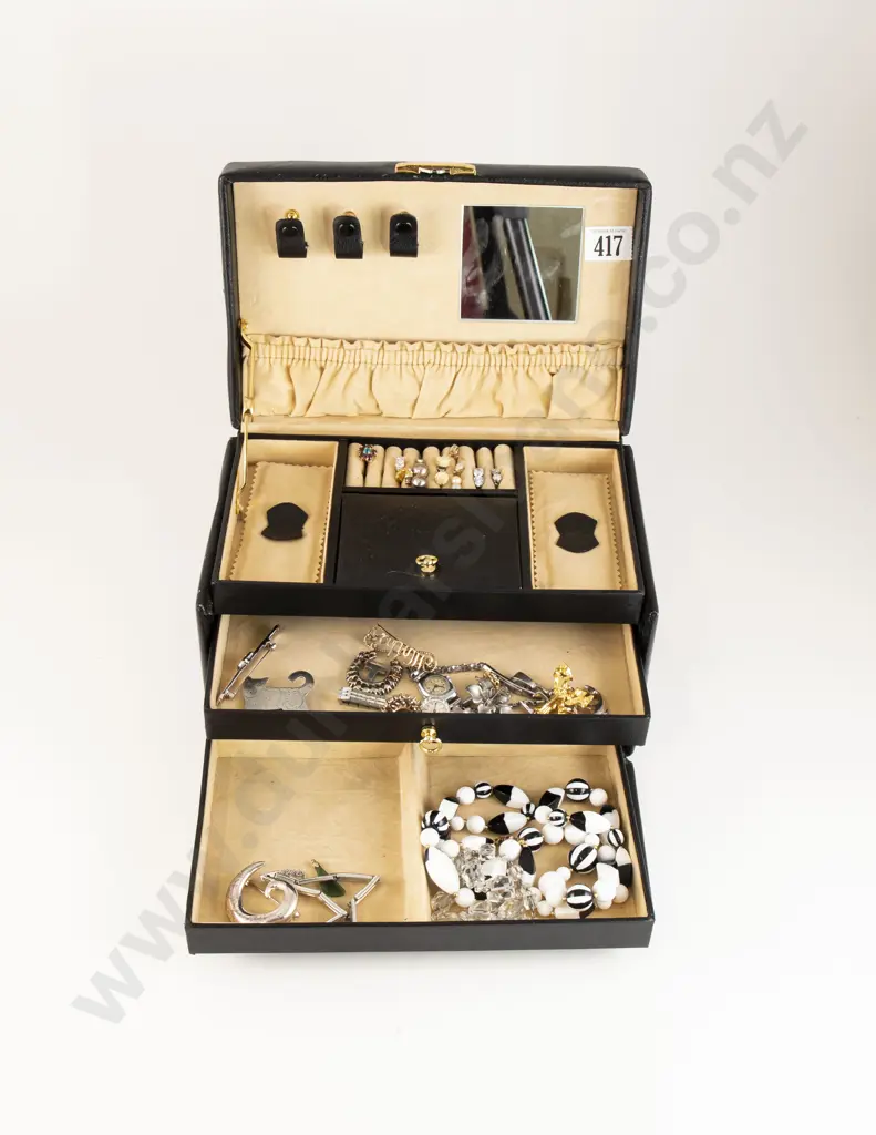 Jewellery Box and Small Qty Costume Jewellery and Pierced Earrings Image 1++