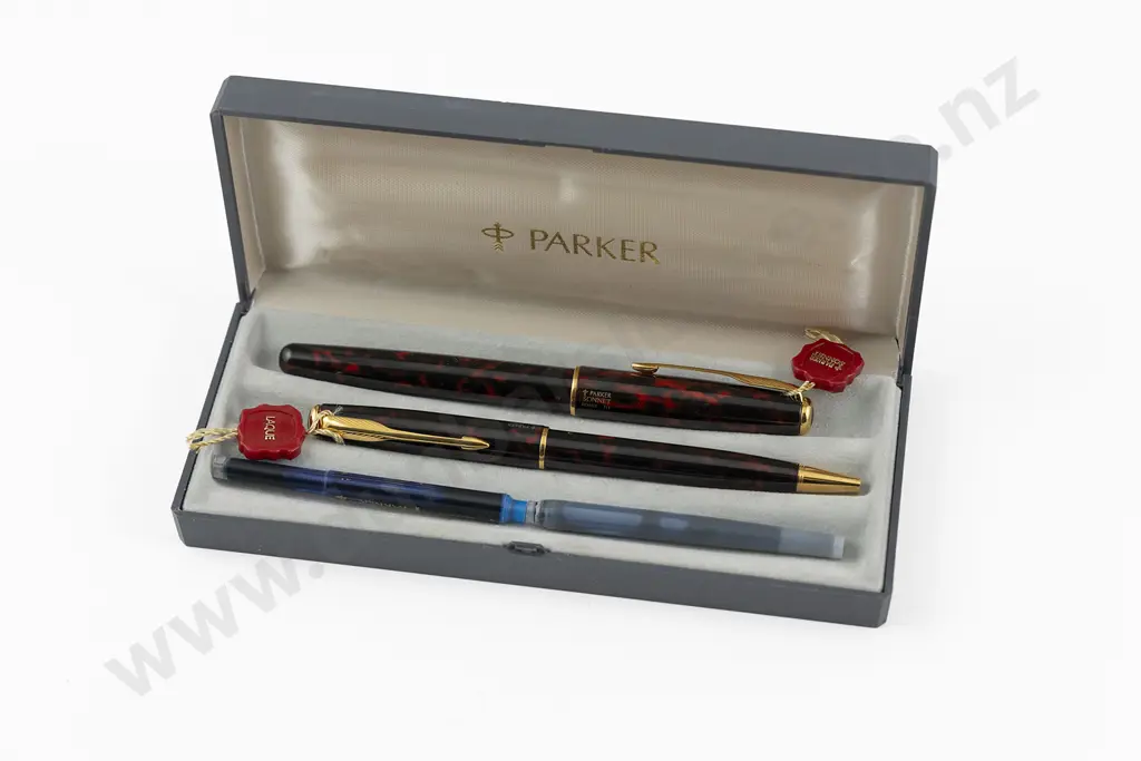 Cased Parker Sonnet III Fountain Pen and Ballpoint Set Image 1++