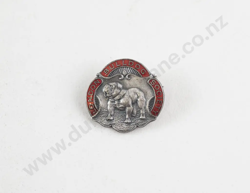 White Metal and Enamel Bulldog Brooch Image 1++