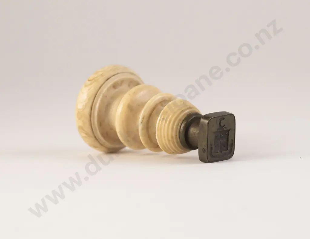 Large Georgian Marine Ivory Handled Desk Seal Image 1++