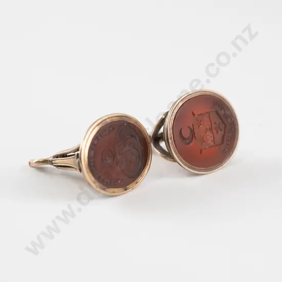 Two Early C19th Gold Plate and Carnelian Intaglio Seal Fobs