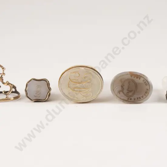 Two Early C19th White Agate Intaglio Seal Fobs