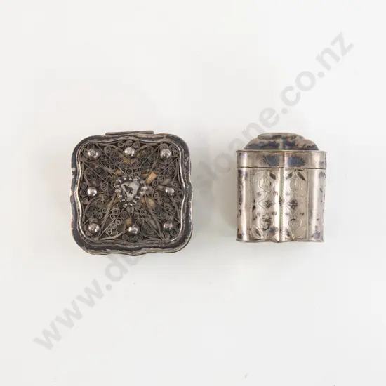 Two C19th Dutch Silver Fancy Snuff Boxes