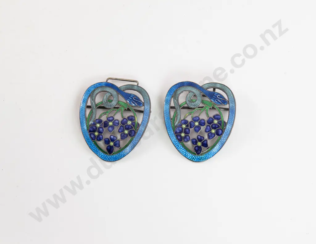 Art Nouveau Enamel 2pce Belt Buckle Image 1++