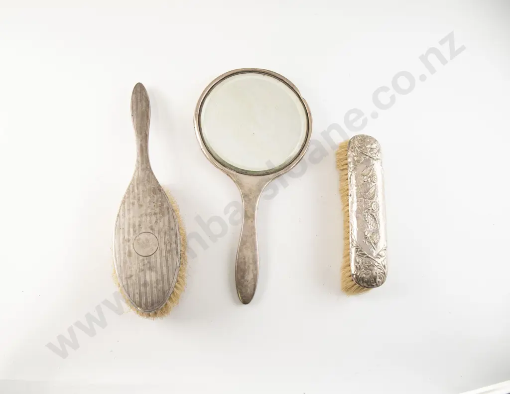 S/S Dressing Table Vanity Hand Mirror matching Brush Image 1++