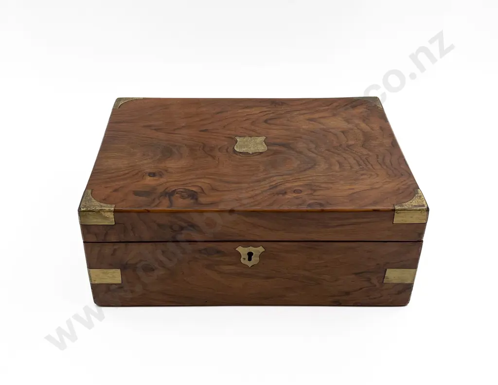 Victorian Figured Walnut & Brass Bound Writing Slope Image 1++
