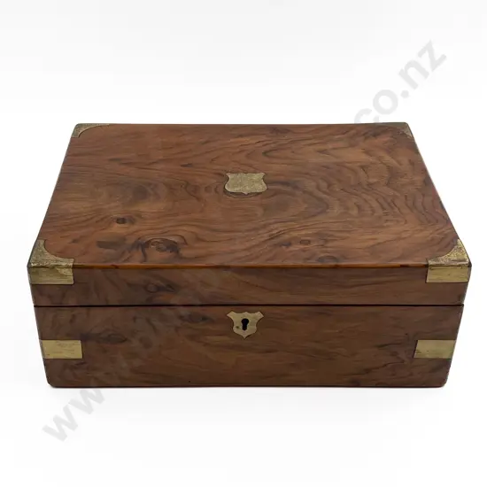 Victorian Figured Walnut & Brass Bound Writing Slope