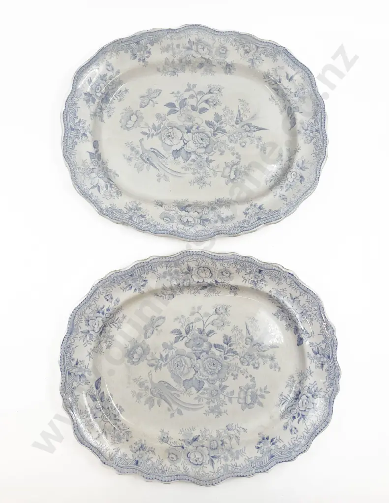 Pair of Victorian Blue and White Ashets Image 1++