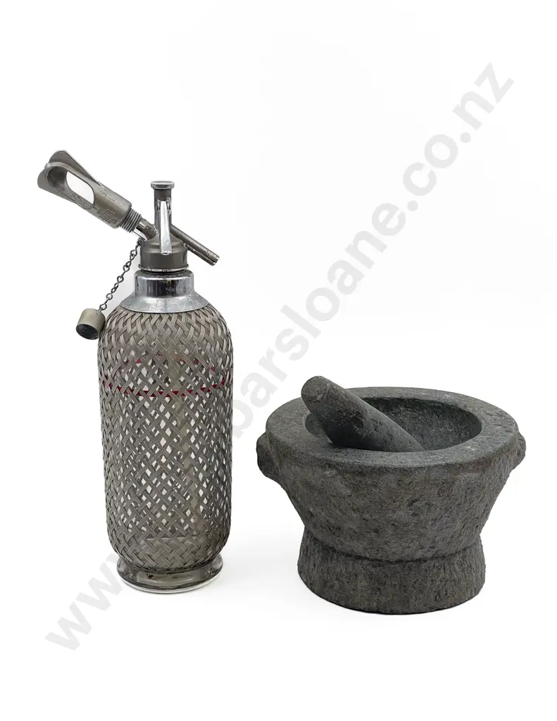 Mortar and Pestle Together with Soda Syphon Image 1++