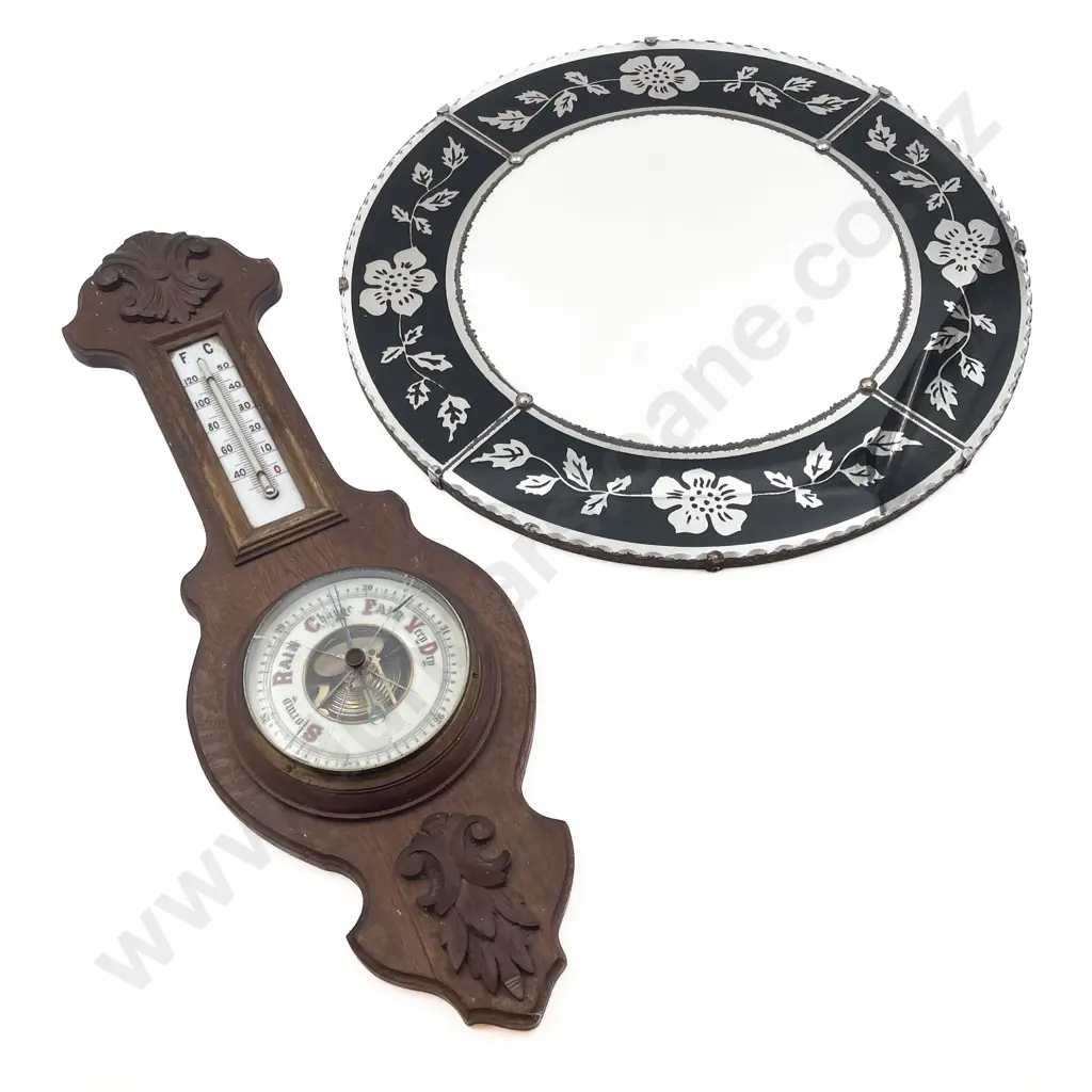 Circular Wall Mirror Together with Barometer Image 1++