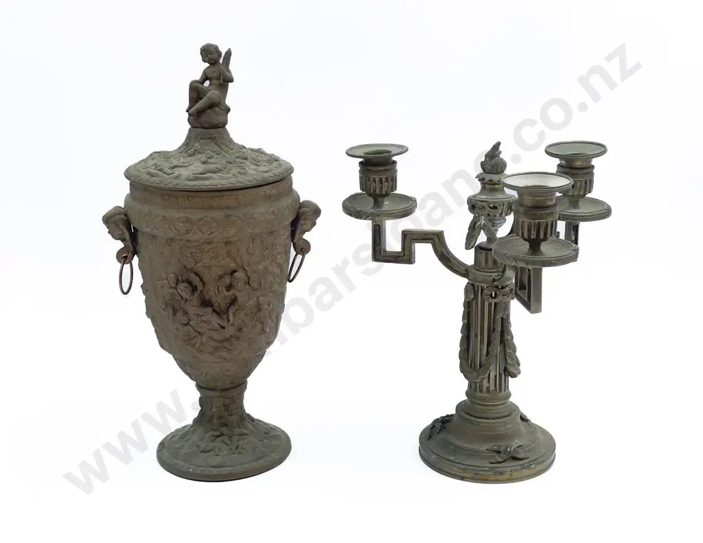 Brass Candelabra and Lidded Vase Image 1++