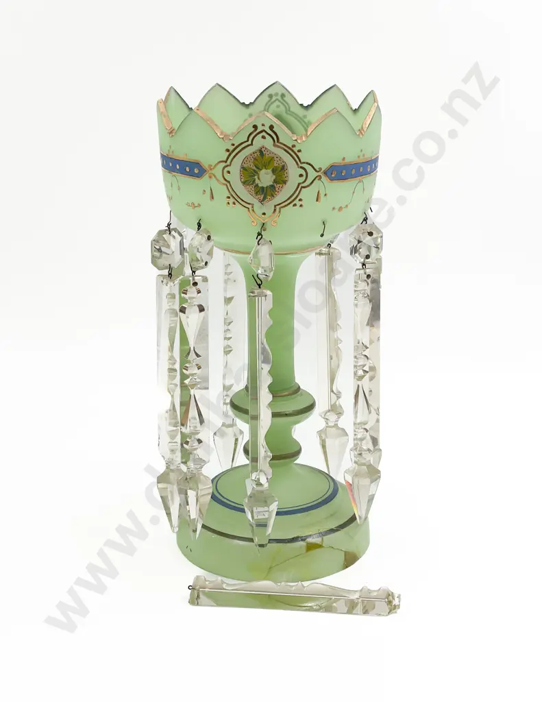 Victorian Green Glass Lustre Image 1++