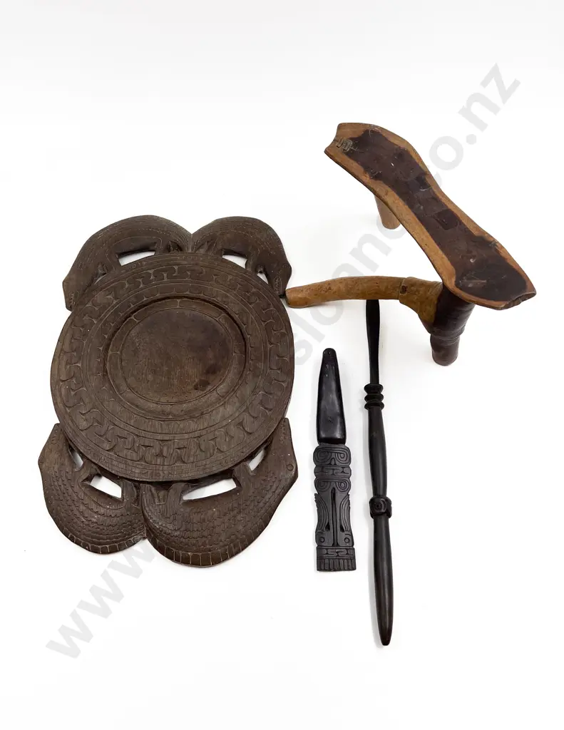 Small Carved African Stool and Assorted Tribal Image 1++