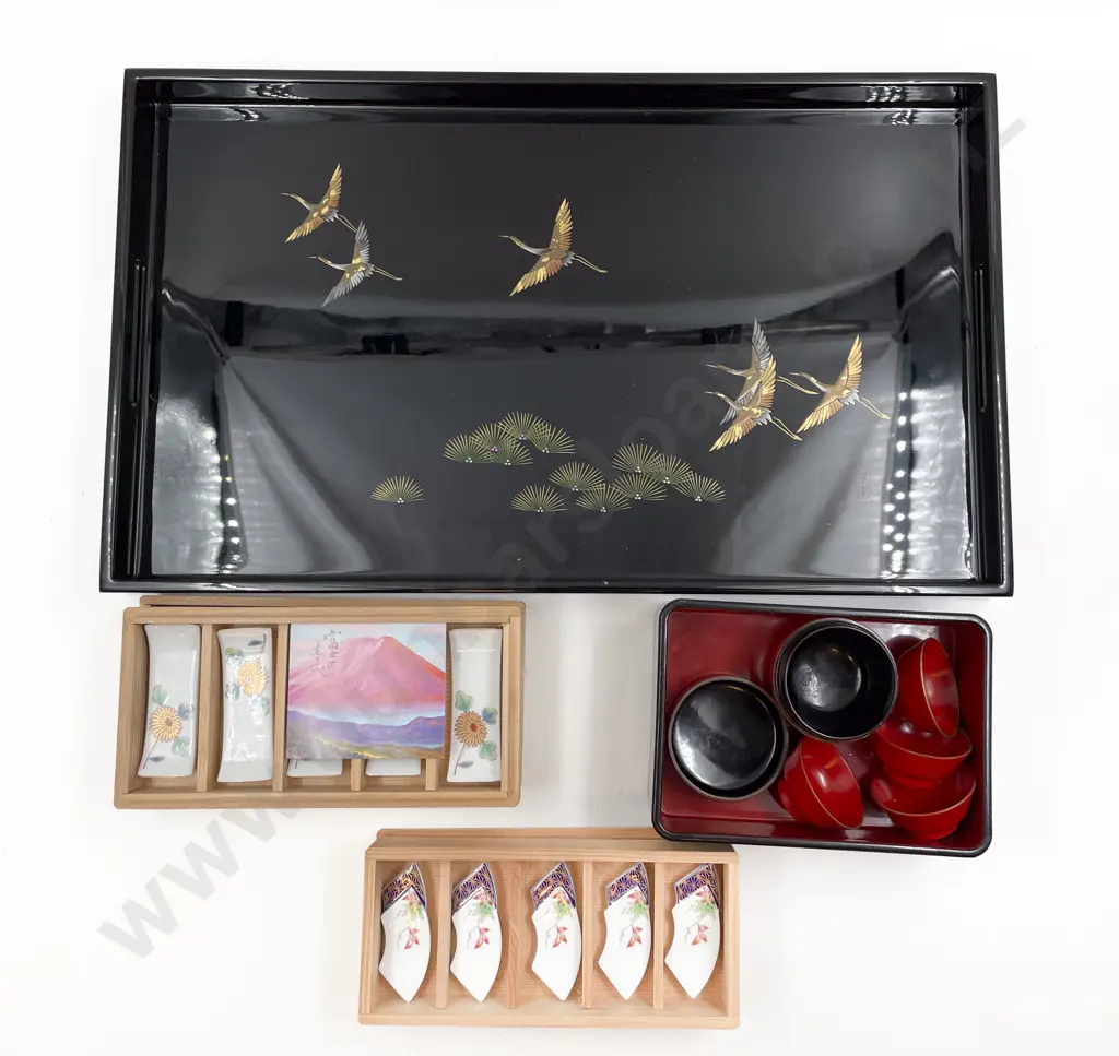 Inlaid Lacquered Tray and Assorted Image 1++