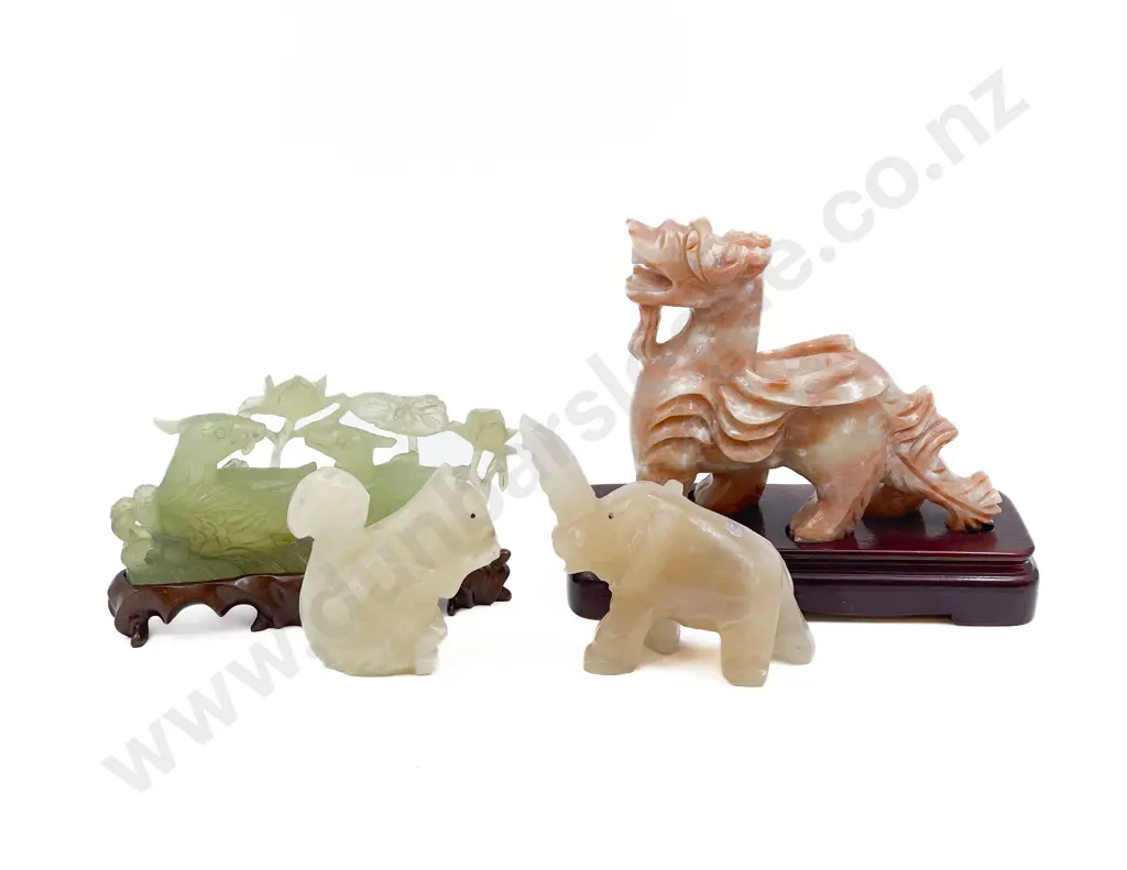 Four Assorted Soapstone Animal Ornaments Image 1++