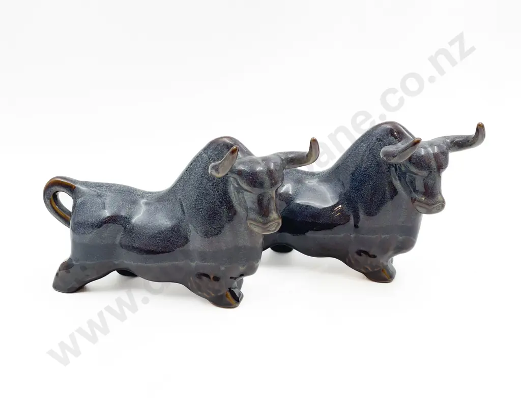 Pair of Glazed Bull Ornaments Image 1++