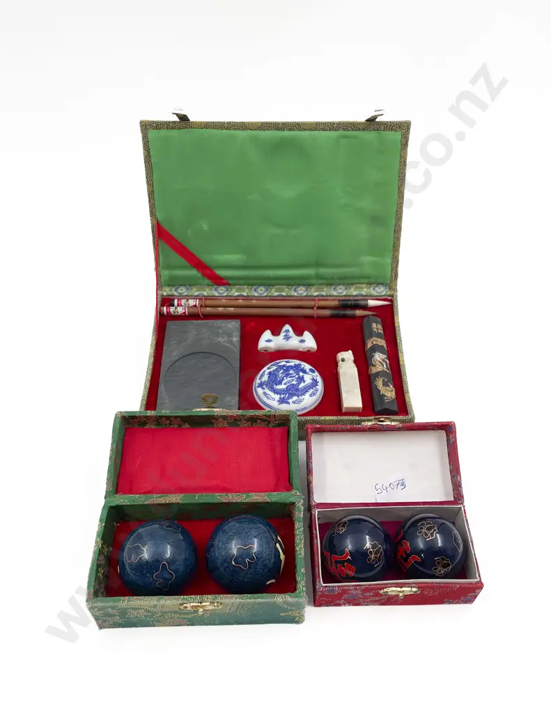 Chinese Calligraphy Set Together with Mediation Balls etc Image 1++
