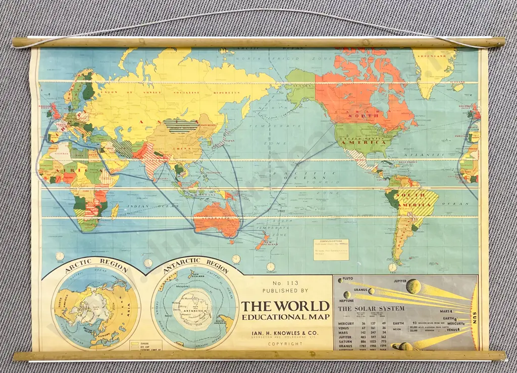 Reproduction World Educational Map Wall Hanging Image 1++
