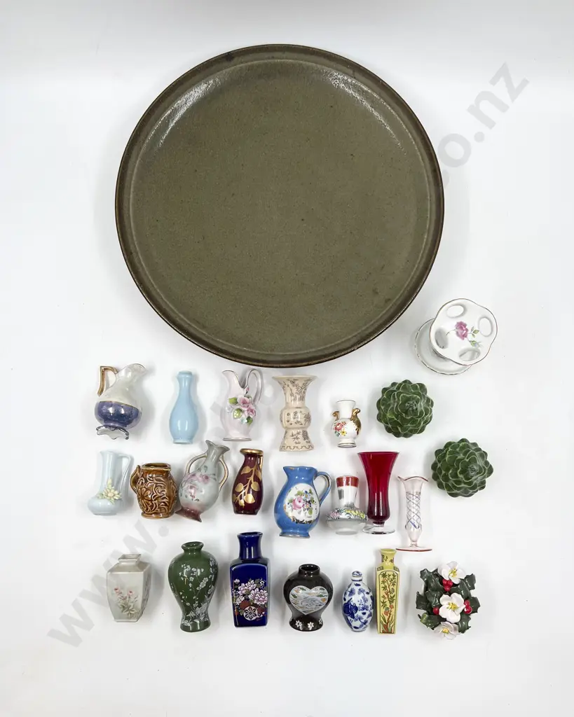 Quantity of Assorted Miniature Vases and Ornaments & Pottery Charger Image 1++