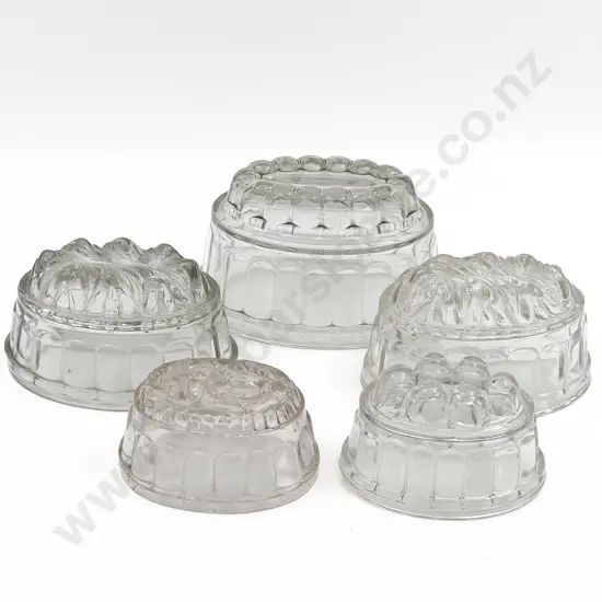 Five Assorted Vintage Glass Jelly Moulds