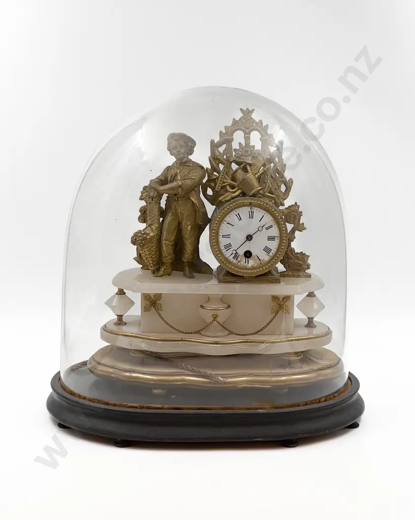 Dome Cased Gilt Metal Mantle Clock Display Image 1++