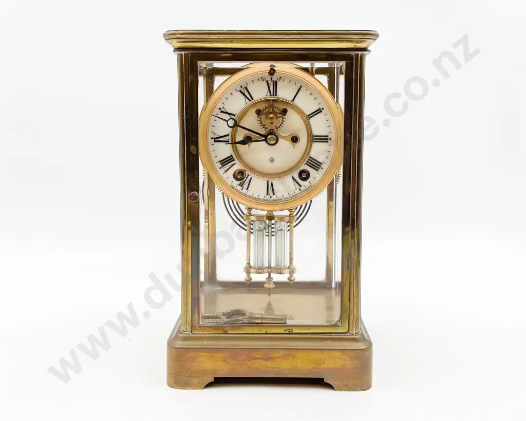 American and Ansonia Glass Cased Clock Image 1++