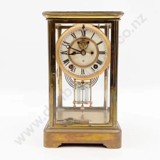 American and Ansonia Glass Cased Clock